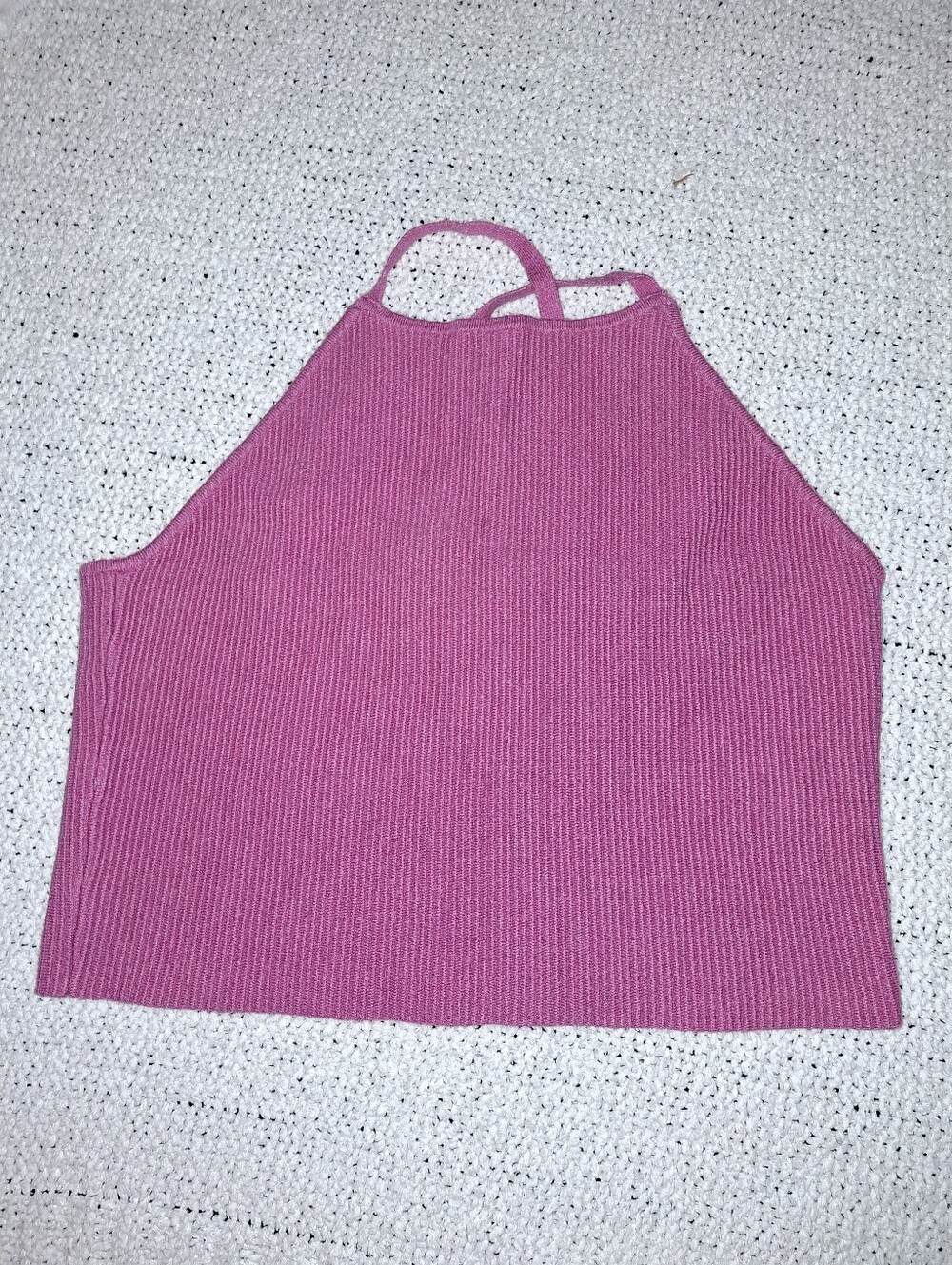 Women's Pink Ribbed Halter Tank Top